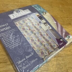 Vtg Jubilee Shore Beach Seashell Fabric Shower Curtain‎ 70x71" Grommets Starfish